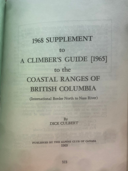 A Climber's Guide to the Coastal Ranges of British Columbia by Dick Culbert (1969)