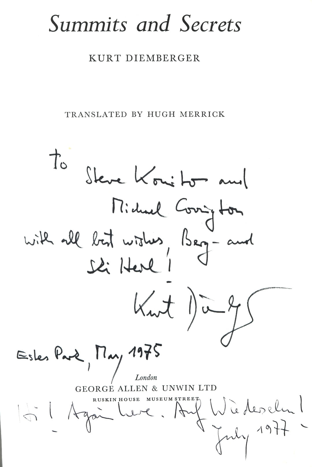 Summits and Secrets by Kurt Diemberger (SIGNED) (1971)