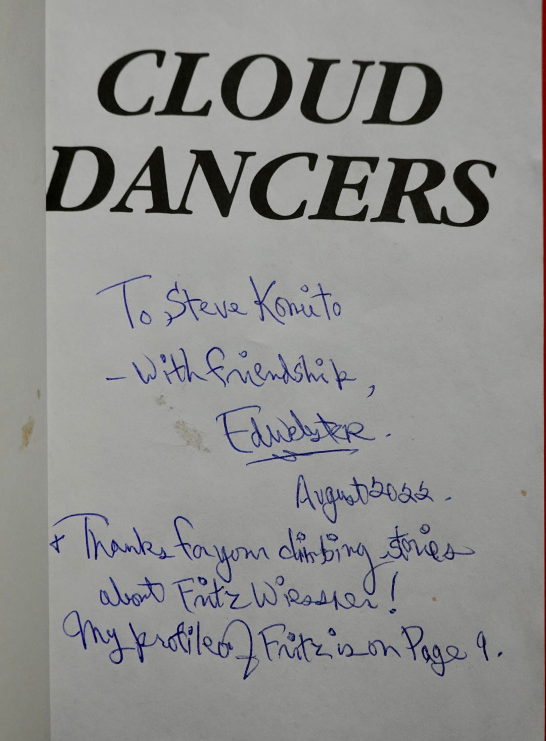 Cloud Dancers: Portraits of North American Mountaineers (SIGNED BY ED WEBSTER)