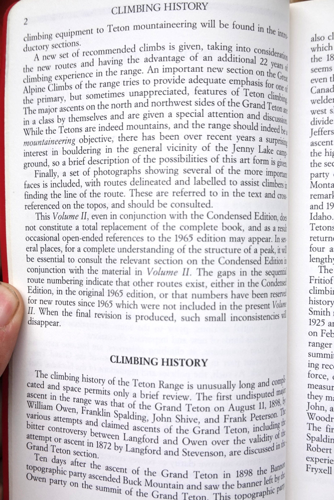 A Climber's Guide to the Teton Range Volume II by Leigh Ortenburger & Reynold Jackson (1987)