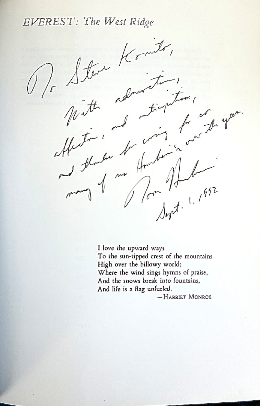 Everest: The West Ridge by Tom Hornbein (1980) (SIGNED)