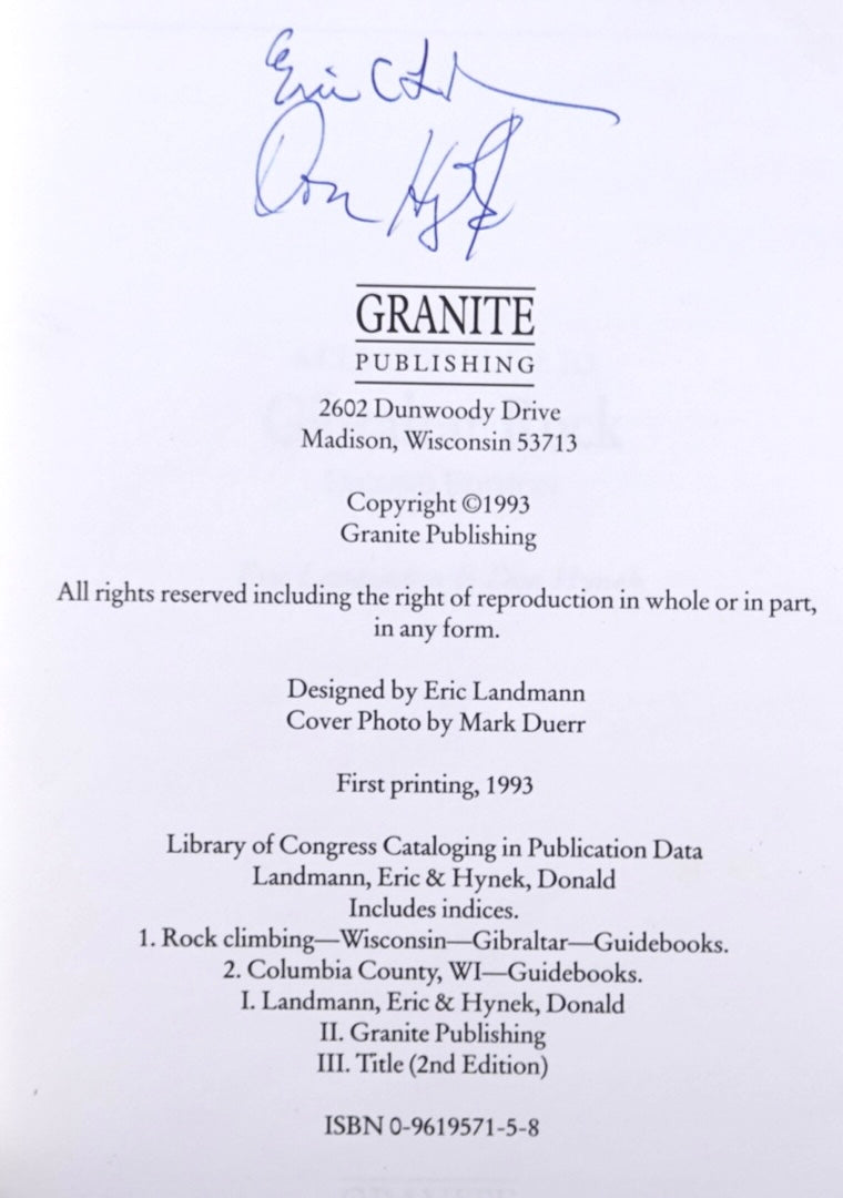 A Climber's Guide to Gibraltar Rock by Landmann & Hynek (1993) (SIGNED)