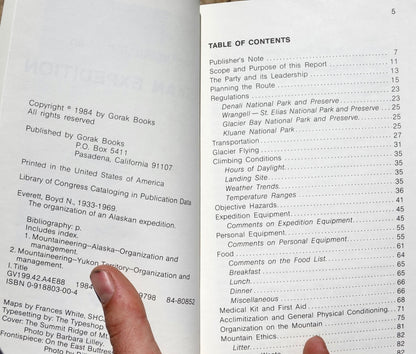The Organization of an Alaskan Expedition by Boyd N. Everett, Jr. (1984)