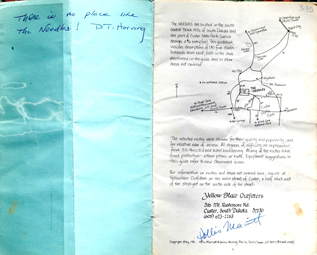 A Poorperson's Guidebook: Selected Free Climbs of the Black Hills Needles by Dingus McGee & The Last Pioneer Woman (1981) (SIGNED BY MANY)