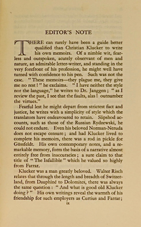 Adventures of an Alpine Guide by Christian Klucker (1932)