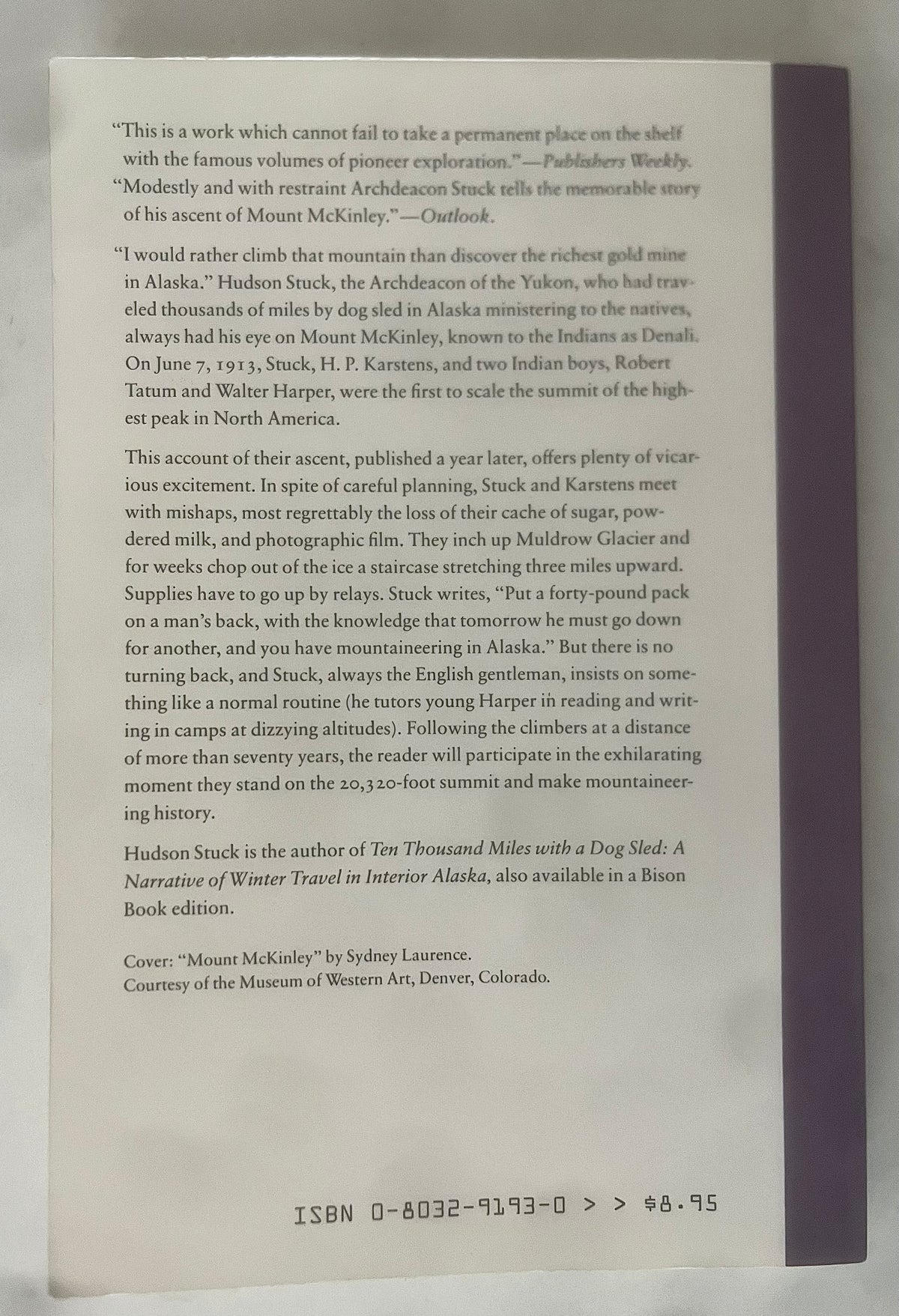 The Ascent of Denali by Hudson Stuck (1988)