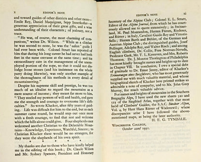 Adventures of an Alpine Guide by Christian Klucker (1932)