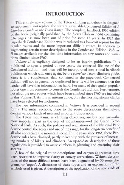 A Climber's Guide to the Teton Range Volume II by Leigh Ortenburger & Reynold Jackson (1987)