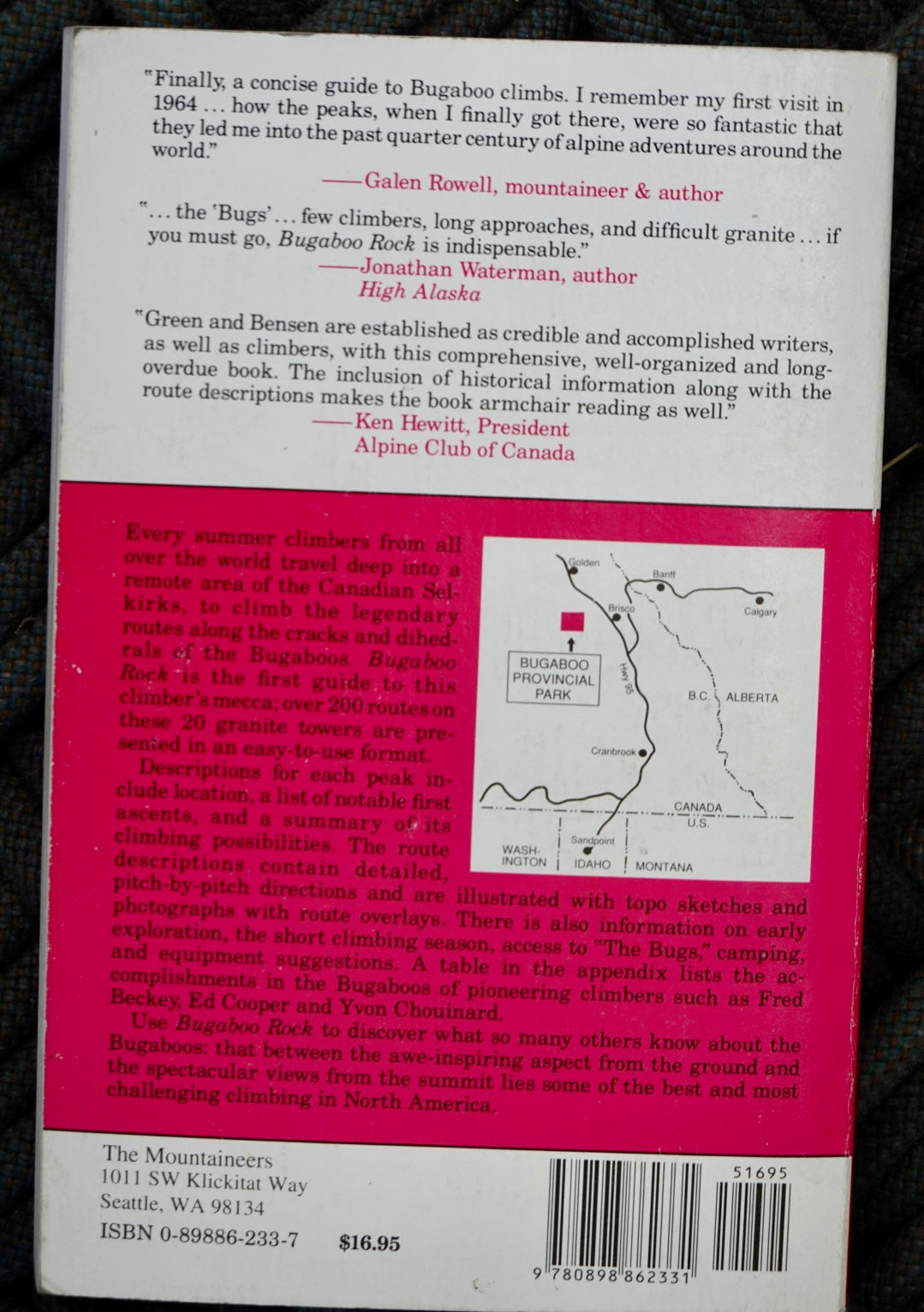 Bugaboo Rock: A Climber's Guide by Randall Green & Joe Bensen (1990)