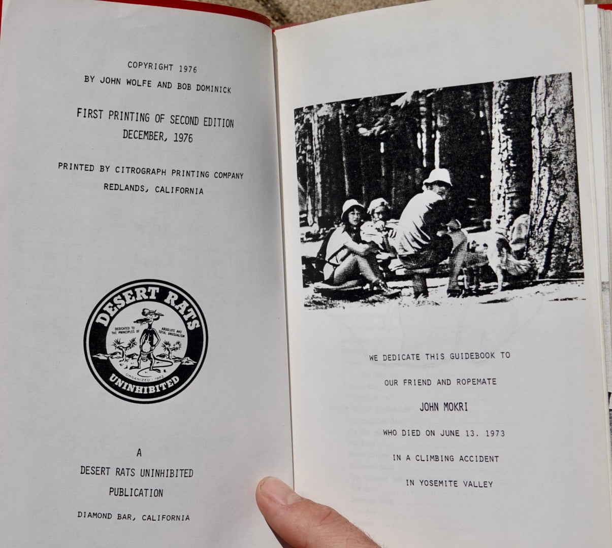 A Climber's Guide to Joshua Tree National Monument by Wolfe & Dominick (1976)