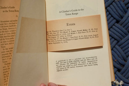 A Climber's Guide to the Teton Range by Leigh Ortenburger (1965)