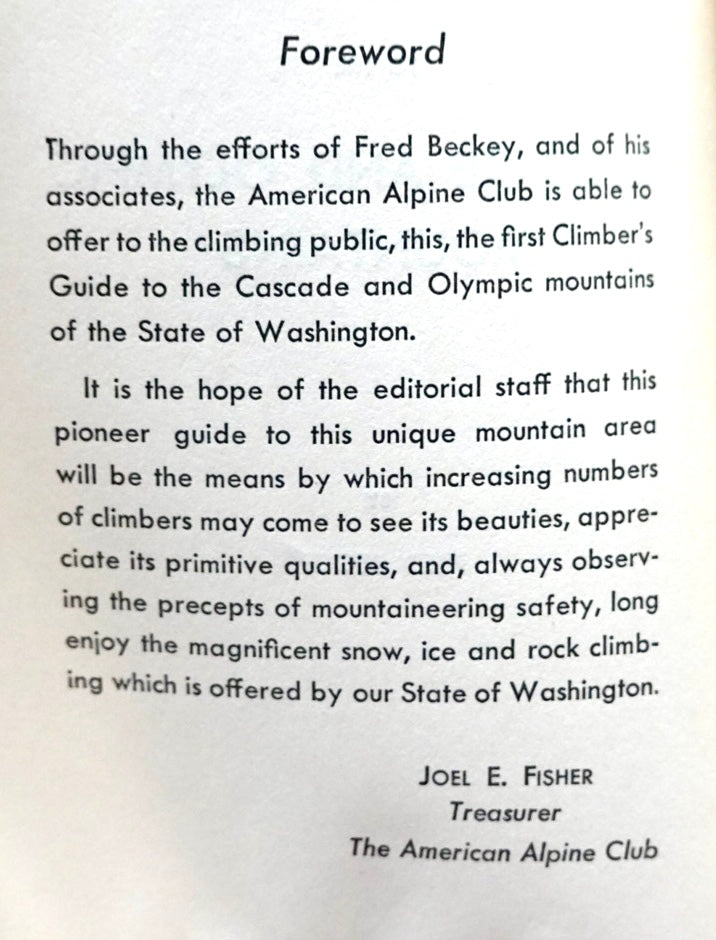 Climber’s Guide to the Cascade and Olympic Mountains of Washington by Fred Beckey (1949)