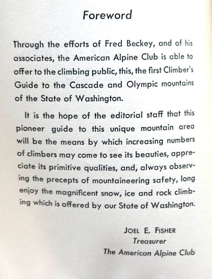 Climber’s Guide to the Cascade and Olympic Mountains of Washington by Fred Beckey (1949)
