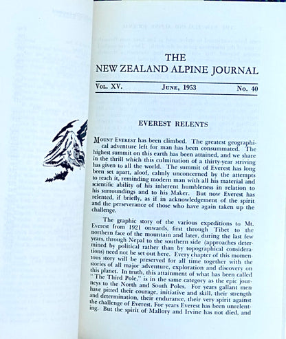 NZAJ June 1953 (SIGNED EDMUND HILLARY)
