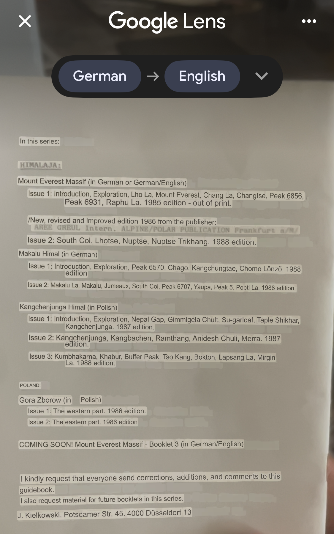 Mount Everest Massiv 2: Himalajaführer w/ letter to John Roskelley