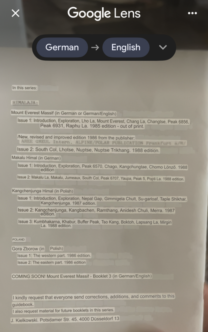 Mount Everest Massiv 2: Himalajaführer w/ letter to John Roskelley